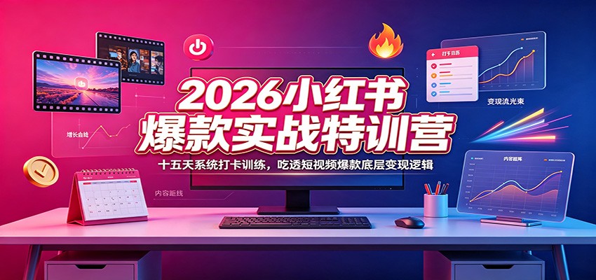 2026小红书爆款实战特训营：十五天系统打卡训练，吃透短视频爆款底层变现逻辑-资源站