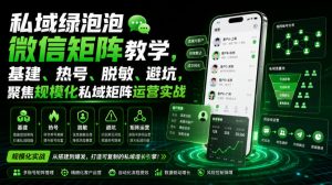 私域绿泡泡微信矩阵教学，基建、热号、脱敏、避坑，聚焦规模化私域矩阵运营实战-资源站