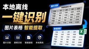 体积仅70MB，图片一键智能提取表格工具来了！完全免费且离线使用，FastOCR智能表格识别软件V1.0-资源站