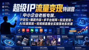 超级IP流量变现特训营｜中小企业老板专属，IP定位+爆款内容+多平台矩阵+投流变现+AI批量赋能+短视频直播全实操落地系统课-资源站