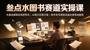 叁点水图书赛道实操课｜矢量动画银发混剪带货，AI图文封面文案，新号老号搜索流量全套落地教程-资源站