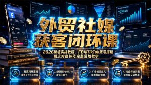 外贸社媒获客闭环课|2026跨境实战教程,FB与TikTok账号搭建投流询盘转化完整落地教学-资源站