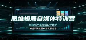思维格局自媒体特训营：精细化字幕视觉设计教学，AI提示词批量产出优质内容-资源站