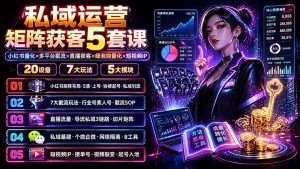 私域运营矩阵获客5套课：小红书量化×多平台截流×直播获客×绿泡泡量化×短视频IP×20设备×7大玩法-资源站