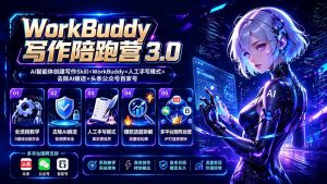 WorkBuddy写作陪跑营3.0-更新:Ai智能体创建写作Skill×WorkBuddy×人工手写模式×去除AI痕迹×头条公众号百家号-资源站
