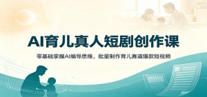 AI育儿真人短剧创作课:零基础掌握AI编导思维,批量制作育儿赛道爆款短视频-资源站