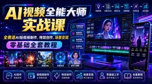 AI视频全能大师实战课|全赛道AI短视频制作、特效创作、场景变现零基础全套教程-资源站