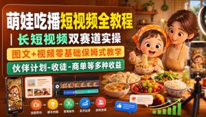 萌娃吃播短视频全教程|长短视频双赛道实操,图文+视频零基础保姆式教学,伙伴计划-收徒-商单等多种变现方式-资源站