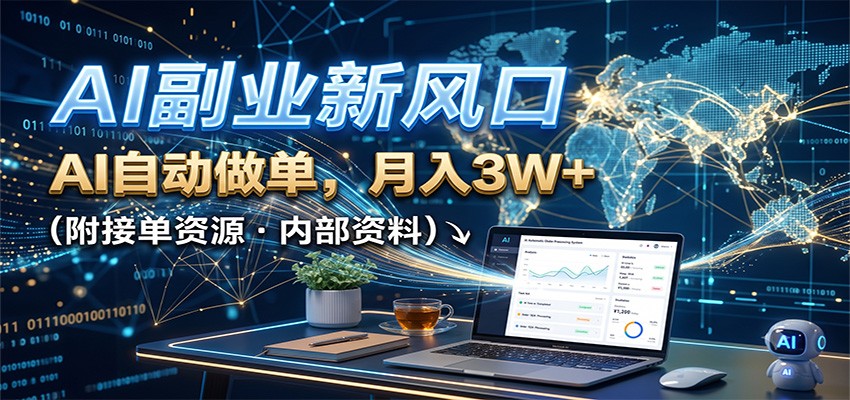 AI副业新风口，AI自动做单，月入3W+，附接单资源-资源站