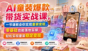 AI童装爆款带货实战课,一节课教会你实现童装变现,零基础也能落地实操-资源站