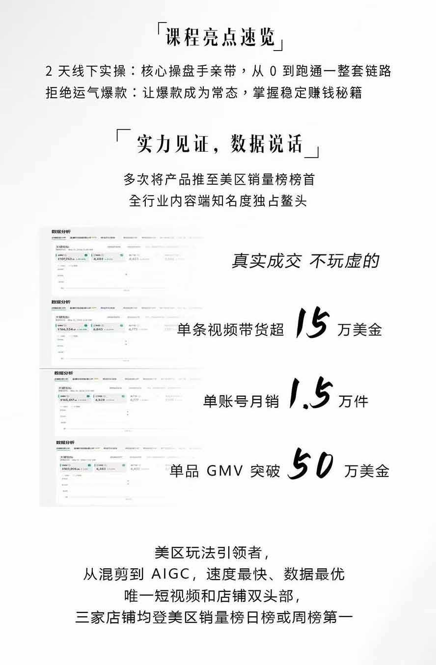 图片[2]-AIGC×TikTok美区短视频带货线下课；两天一夜完整回放，12小时高清视频收录头部操盘手全流程教学-资源站
