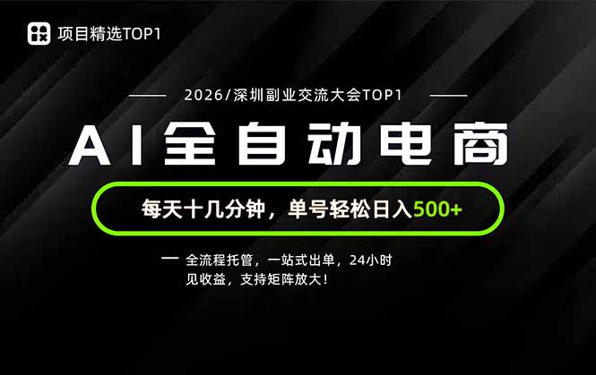 副业精选TOP1，全流程托管，24小时见收益，单号轻松日入500+-资源站