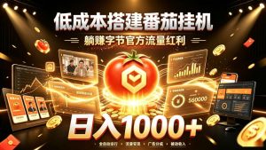 低成本搭建番茄挂G，躺賺字节官方流量红利，日入1k+，全程傻瓜式落地【揭秘】-资源站