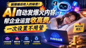 躺赚睡后收入的秘密!AI 自动发爆火内容,帮企业运营收高费,一次设置不用管【原创双语字幕】-资源站