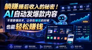 躺賺睡后收入的秘密！AI自动发爆款内容，不需要懂技术，让你在睡觉的时候也能轻松賺钱【原创双语字幕】-资源站
