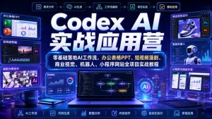Codex AI实战应用营|零基础落地AI工作流,办公表格PPT、短视频漫剧、商业视觉、机器人、小程序网站全项目实战教程-资源站
