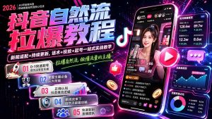 抖音自然流拉爆教程-更新8月:做懂流量的主播,新规适配+持续更新,话术+投放+起号一站式实战教学-资源站