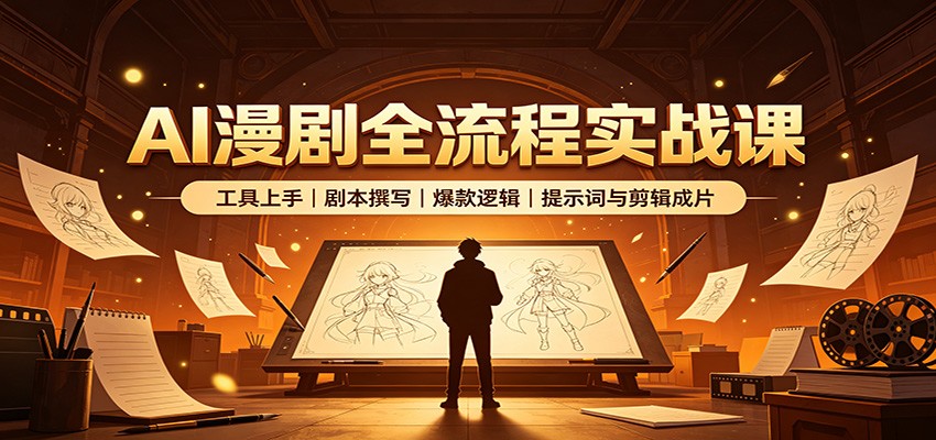 AI漫剧全流程实战课:工具上手、剧本撰写、爆款逻辑、提示词与剪辑成片-资源站
