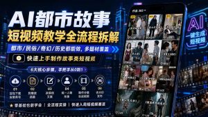AI都市故事短视频教学全流程拆解;都市/民俗/奇幻/历史都能做多题材覆盖,快速上手制作故事类短视频-资源站