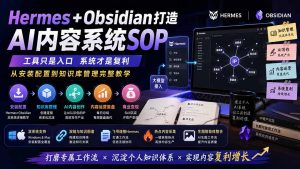 Hermes+Obsidian打造AI内容系统SOP;工具只是入口系统才是复利,从安装配置到知识库管理完整教学-资源站