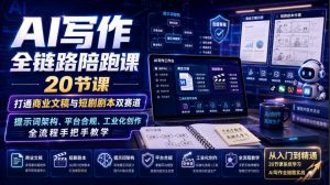 AI写作全链路陪跑课｜20节课打通商业文稿与短剧剧本双赛道，提示词架构、平台合规、工业化创作全流程手把手教学-资源站