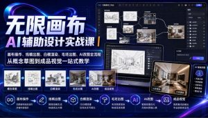 无限画布AI辅助设计实战课｜画布操作、线稿出图、白模渲染、毛坯出图、AI改图全流程，从概念草图到成品视觉一站式教学-资源站