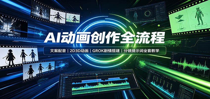 AI动画创作全流程:文案配音,2D3D动画,GROK剧情搭建,分镜提示词全套教学-资源站