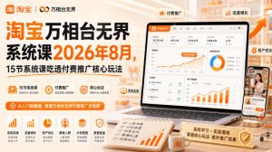 淘宝万相台无界系统课2026年8月,15节系统课吃透付费推广核心玩法-资源站