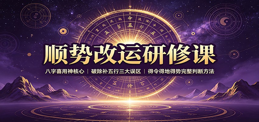 顺势改运研修课：八字喜用神核心，破除补五行三大误区，得令得地得势完整判断方法-资源站