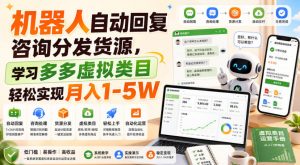 机器人自动回复咨询分发货源,学习多多虚拟类目轻松实现月入1-5W【揭秘】-资源站