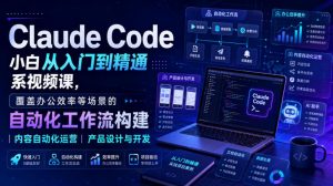 Claude Code小白从入门到精通系视频课，覆盖办公效率等场景的自动化工作流构建|内容自动化运营|产品设计与开发-资源站