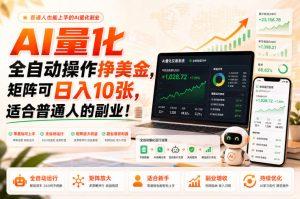 AI量化全自动操作挣美金,矩阵可日入10张,适合普通人的副业!【揭秘】-资源站