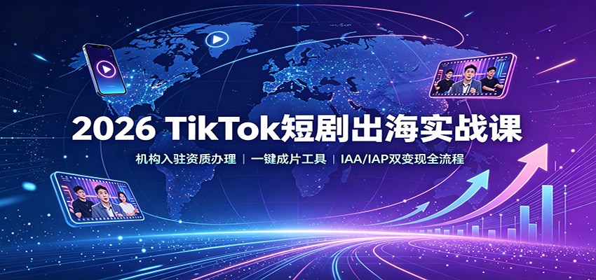 2026 TikTok短剧出海实战课:机构入驻资质办理,一键成片工具,IAA/IAP双变现全流程-资源站