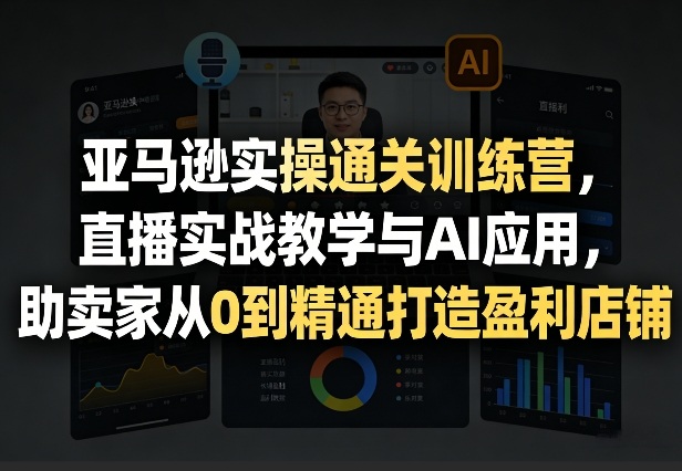 亚马逊实操通关训练营，直播实战教学与AI应用，助卖家从0到精通打造盈利店铺(更新8月17日)-资源站