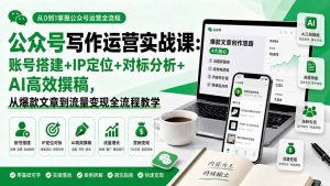 公众号写作运营实战课:账号搭建+IP定位+对标分析+AI高效撰稿,从爆款文章到流量变现全流程教学-资源站