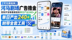 【可无限矩阵】河马剧场广告撸金,签到开宝箱看剧逛街单日产出240+,附带全套工具【揭秘】-资源站