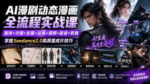 AI漫剧动态漫画全流程实战课：剧本+分镜+生图+运镜+视频+配音+剪辑，掌握Seedance2.0高质量成片技巧-资源站
