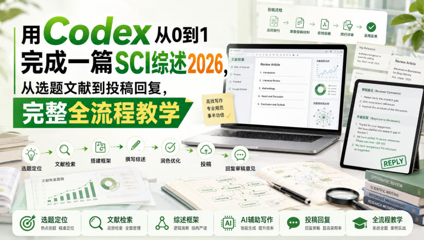 用Codex从0到1完成一篇SCI综述2026，从选题文献到投稿回复，完整全流程教学-资源站