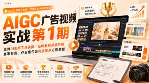 AIGC广告视频实战第1期,主流AI视频工具实操、品牌案例深度拆解、赛事参赛、作品集包装商业接单方面教程-资源站