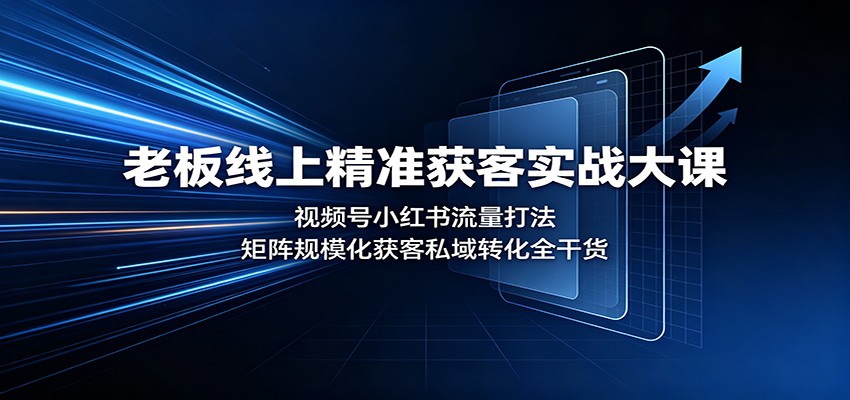 老板线上精准获客实战大课:视频号小红书流量打法,矩阵规模化获客私域转化全干货-资源站