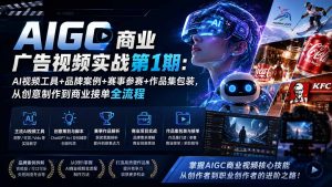 AIGC商业广告视频实战第1期:AI视频工具+品牌案例+赛事参赛+作品集包装,从创意制作到商业接单全流程-资源站