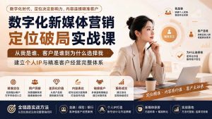 数字化新媒体营销定位破局实战课:从我是谁、客户是谁到为什么选择我,建立个人IP与精准客户经营完整体系-资源站