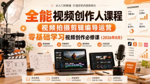 全能视频创作人课程,视频拍摄剪辑编导运营,零基础学习视频创作必修课(2026年8月)-资源站