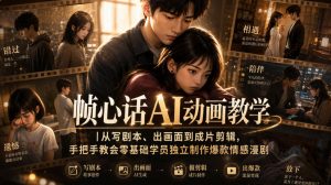 帧心话AI动画教学|从写剧本、出画面到成片剪辑,手把手教会零基础学员独立制作爆款情感漫剧-资源站