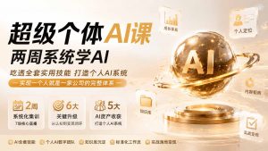 超级个体AI课 两周系统学AI;吃透全套实用技能打造个人AI系统,实现一个人就是一家公司的完整体系(更新0823-资源站