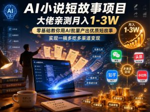 AI小说短故事项目，大佬亲测月入1-3W，零基础教你用AI批量产出优质短故事，实现一稿多吃多渠道变现(更新0824)-资源站