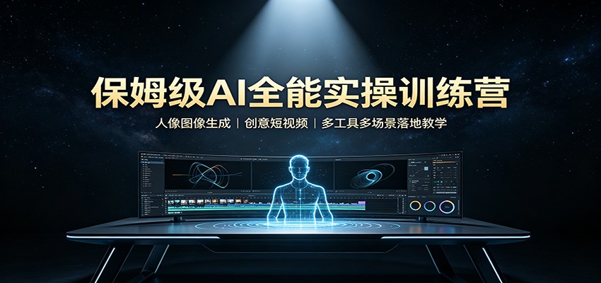 保姆级AI全能实操训练营:人像图像生成,创意短视频,多工具多场景落地教学-资源站