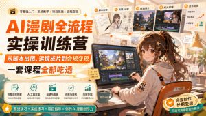 AI漫剧全流程实操训练营，从脚本出图、运镜成片到合规变现，一套课程全部吃透-资源站
