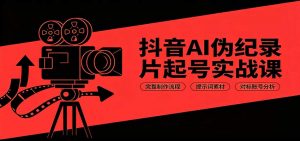 抖音AI伪纪录片起号实战课：完整制作流程，提示词素材，对标账号分析-资源站