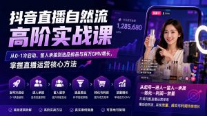 抖音直播自然流高阶实战课:从0-1冷启动、留人承接到选品排品与百万GMV增长,掌握直播运营核心方法-资源站